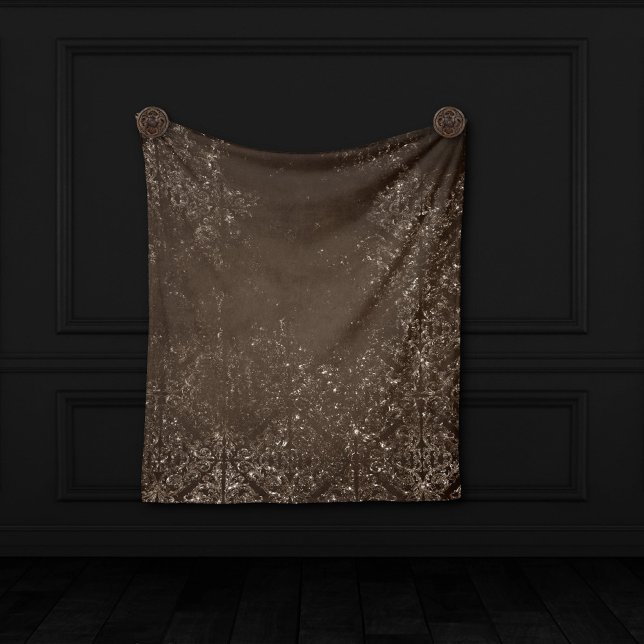 Glimmery Brown Grunge | Gorgeous Bronze Damask Fleece Blanket (Creator Uploaded)
