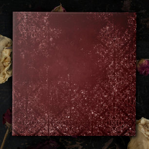 Glimmery Henna Grunge Rich Blood Red Glam Damask Ceramic Tile