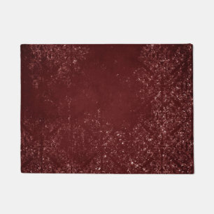 Glimmery Henna Grunge   Rich Blood Red Glam Damask Doormat