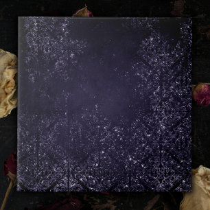 Glimmery Indigo Grunge   Midnight Purple Damask Ceramic Tile