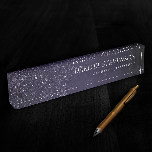 Glimmery Indigo Grunge | Midnight Purple Damask Nameplate (Creator Uploaded)