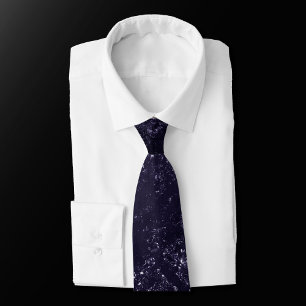 Glimmery Midnight Damask   Indigo Purple Grunge Tie