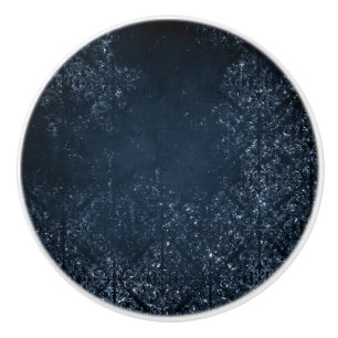 Glimmery Navy Grunge   Dark Sapphire Blue Damask Ceramic Knob