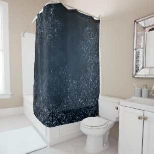 Glimmery Navy Grunge   Dark Sapphire Blue Damask Shower Curtain