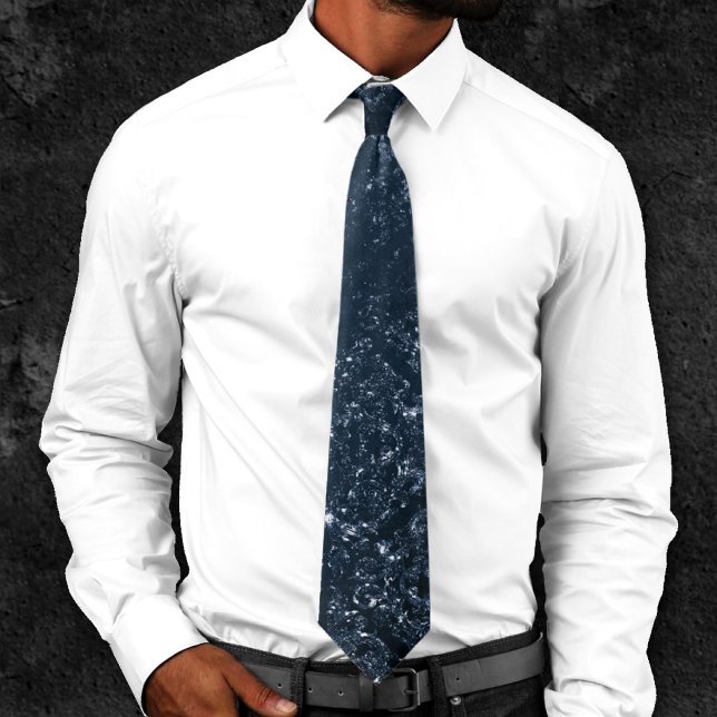 Glimmery Navy Grunge | Dark Sapphire Blue Damask Tie (Creator Uploaded)