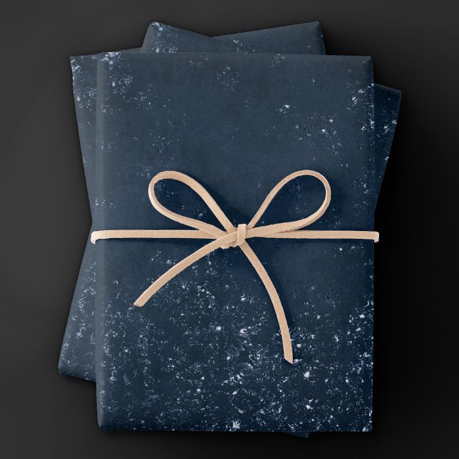 Glimmery Navy Grunge | Dark Sapphire Blue Damask Wrapping Paper Sheet (Creator Uploaded)