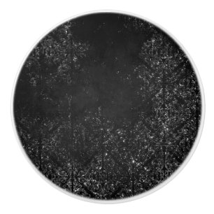 Glimmery Onyx Grunge Silvery Black Glam Damask Ceramic Knob