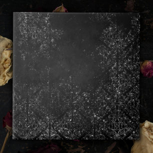 Glimmery Onyx Grunge   Silvery Black Glam Damask Ceramic Tile