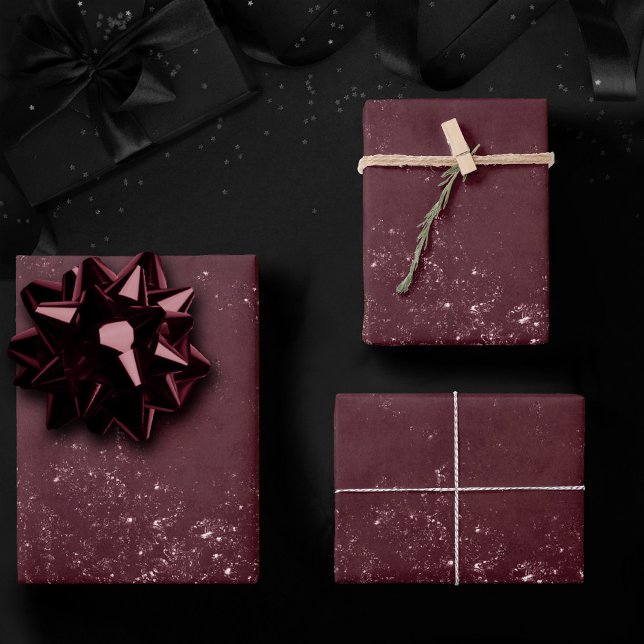 Glimmery Wine Grunge | Sangria Bordeaux Damask Wrapping Paper Sheet (Creator Uploaded)