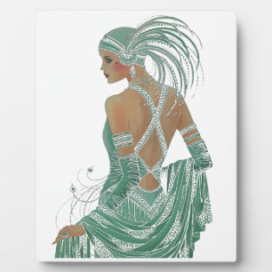 Glimpse of Elegance: Green Backless Dress Design Plaque
