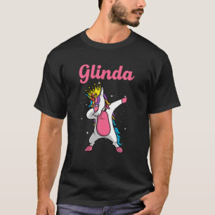 GLINDA Name Personalised Birthday Dabbing Unicorn T-Shirt