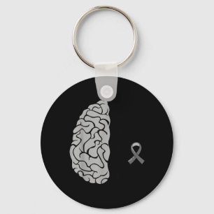 Glioblastoma Awareness Ribbon Brain Tumour Go Grey Key Ring