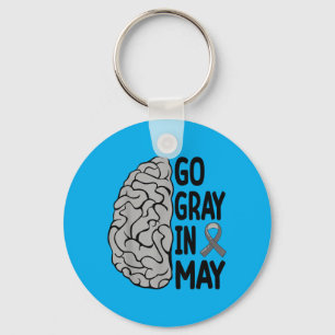 Glioblastoma Awareness Ribbon Brain Tumour Go Grey Key Ring