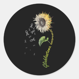 Glioblastoma Awareness Sunflower Classic Round Sticker