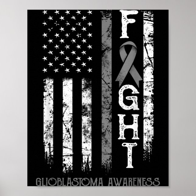 Glioblastoma Warrior Us Flag Poster (Front)