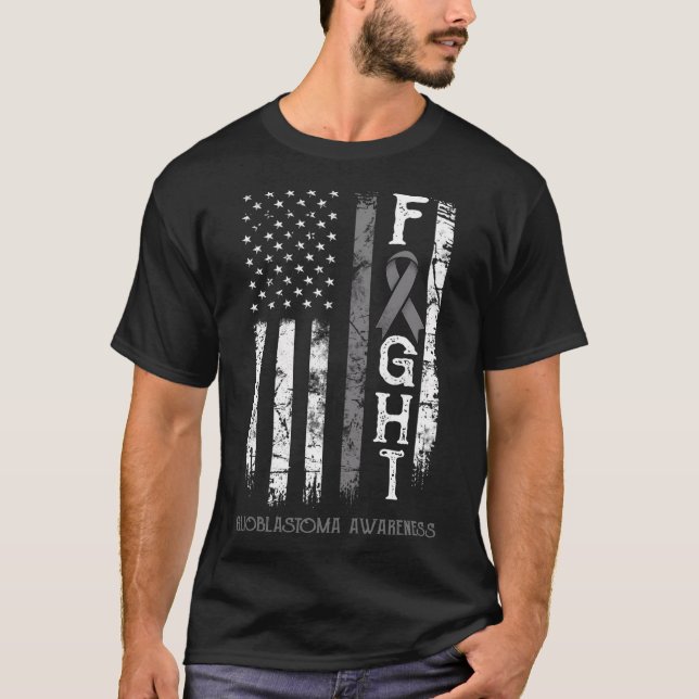 Glioblastoma Warrior Us Flag T-Shirt (Front)