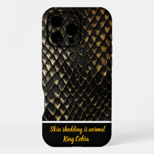 Glistening black and gold snake skin iPhone 16 pro max case