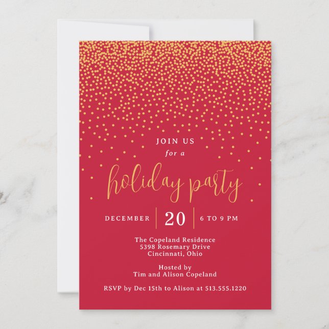 Glistening Dots Editable Colour Holiday Invitation (Front)