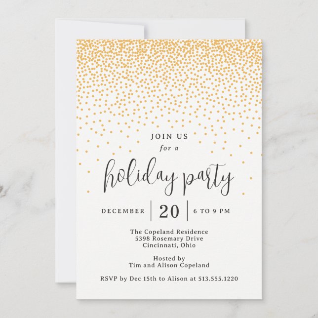 Glistening Dots Editable Colour Holiday Invitation (Front)