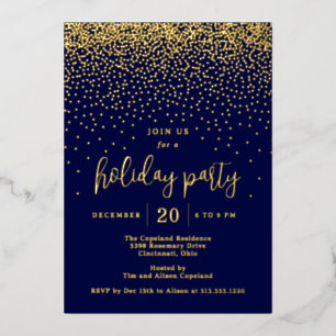 Glistening Dots Foil Holiday Party Invitation
