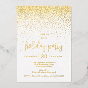 Glistening Dots Foil Holiday Party Invitation
