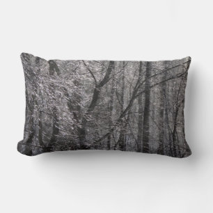 Glistening Icy Forest in Morning Light I Lumbar Cushion
