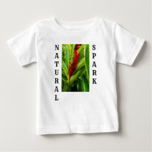 Glistening Red Ginger Flower and Rain-Kissed Leave Baby T-Shirt