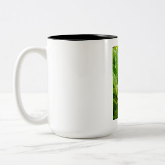 Glistening Red Ginger Flower and Rain-Kissed Leave Two-Tone Coffee Mug