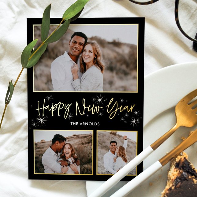 Glistening Sky FOIL Happy New Year Photo Card (Creator Uploaded)