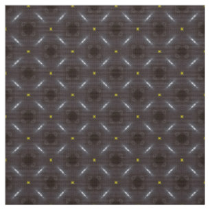 Glitch2 Black dots yellow stars  pattern fabric