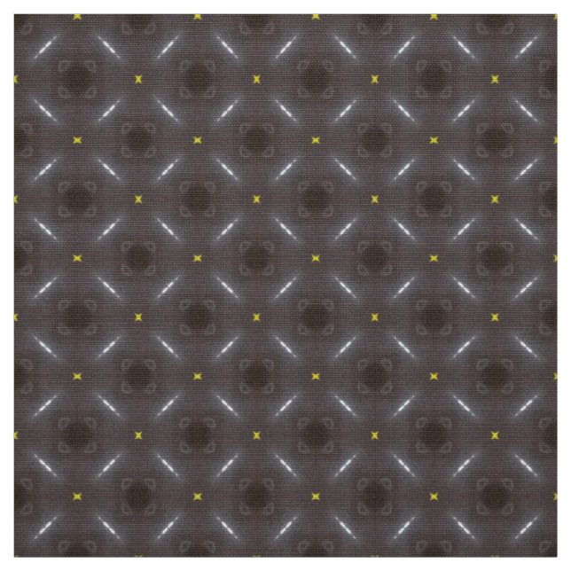 Glitch2 Black dots yellow stars  pattern fabric (Swatch)