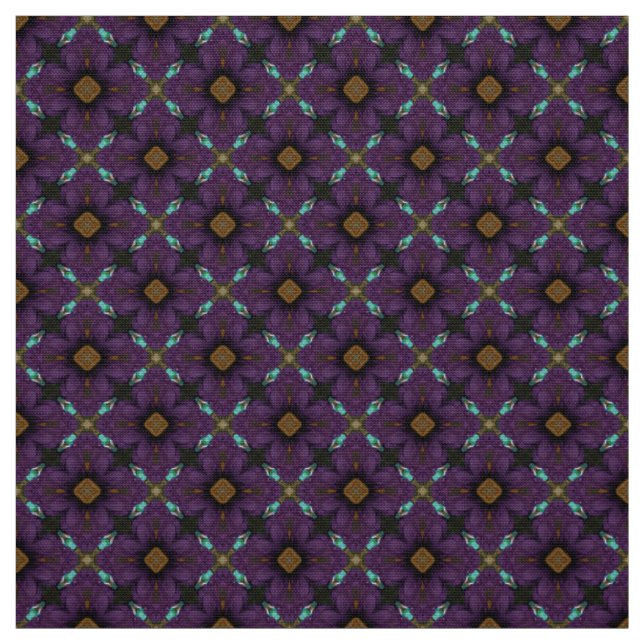 Glitch2 Brown and Blue tile pattern fabric (Swatch)