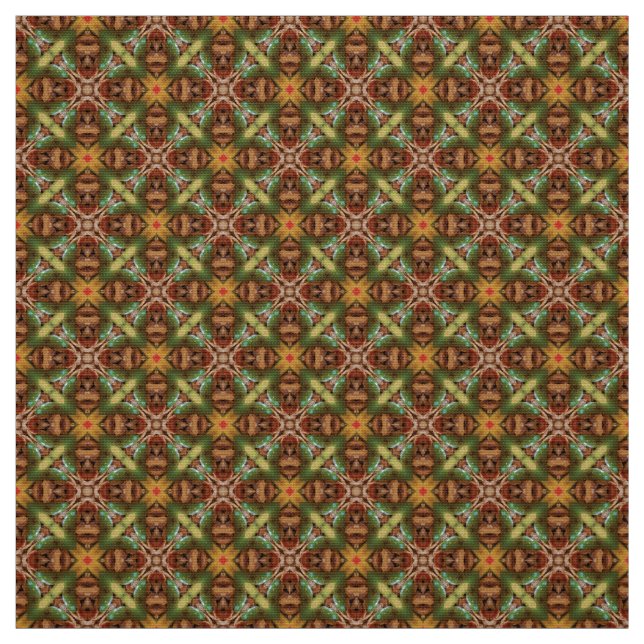 Glitch2 Brown Green Quilting crafts Fabric (Swatch)