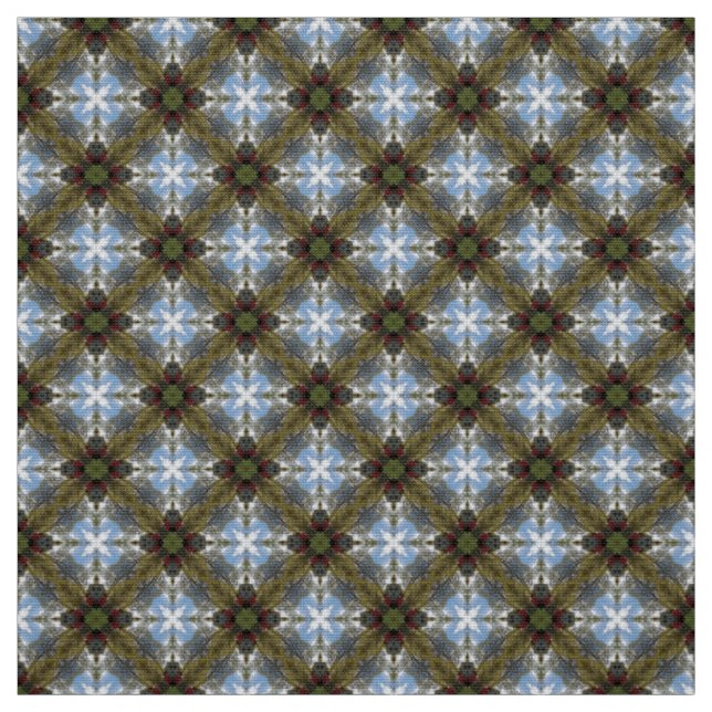Glitch2 Brown light blue  tile Fabric (Swatch)