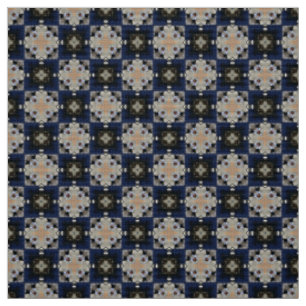 Glitch2 Dark blue tile pattern fabric