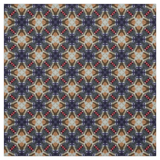 Glitch2 Midnight blue cyan Tiles Fabric (Swatch)