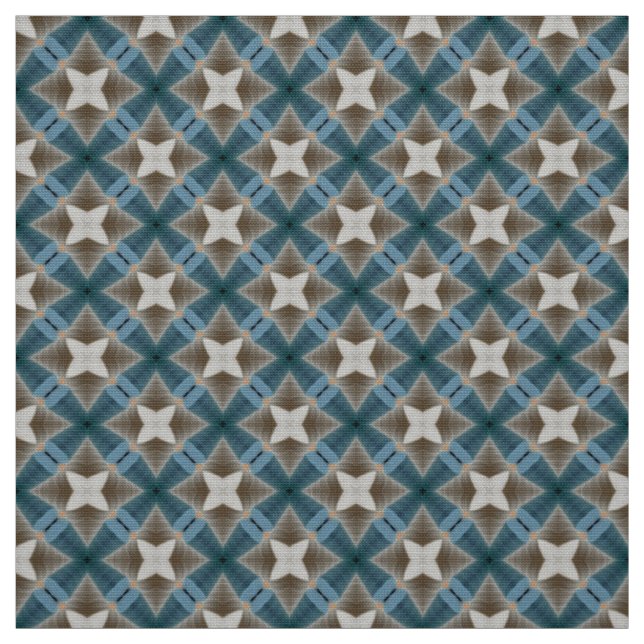 Glitch2 Steel blue Olive tile pattern fabric (Swatch)