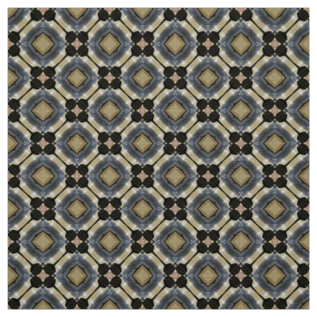 Glitch2 Teal and pale yellow tile pattern fabric (Swatch)