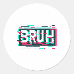 Glitch Aesthetic Gamer Bruh Meme Boys Mens Funny S Classic Round Sticker