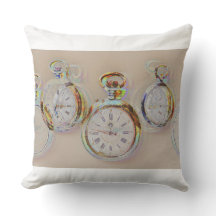 GLITCH ART of antique clocks on cushion