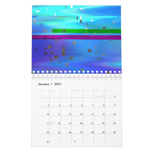 Glitch Art Pixels Vaporwave Aesthetic Analogue Fau Calendar (Jan 2027)