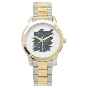 Glitch Art Unisex Two-Tone Bracelet Watch