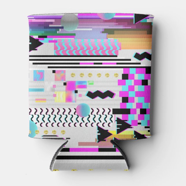 Glitch Design: Cyberpunk Seamless Pattern Can Cooler (Front)