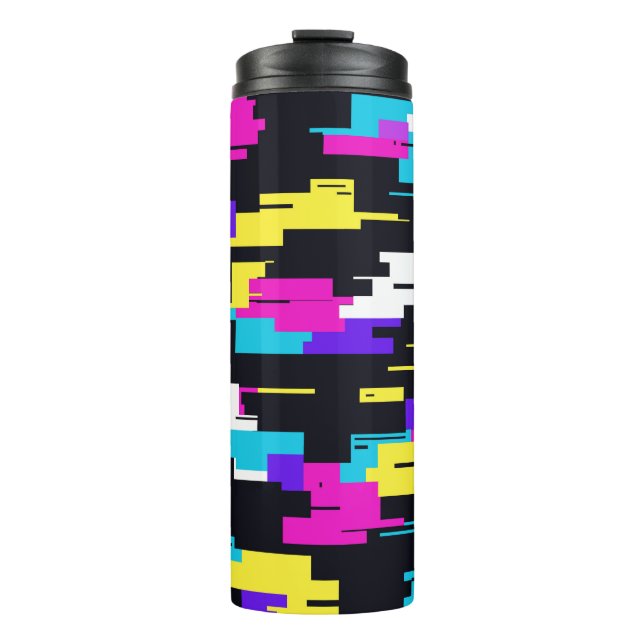 Glitch Digital Design Thermal Tumbler (Front)