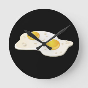 Glitch Food fried eggs Round Clock