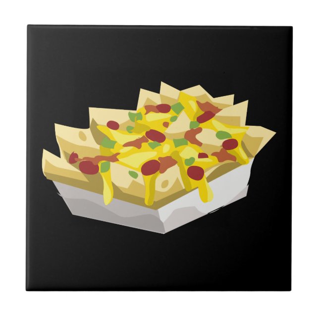 Glitch Food hungry nachos Ceramic Tile (Front)