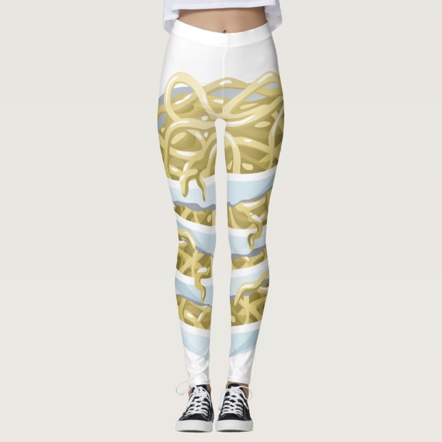 Glitch Food plain noodles Leggings (Front)