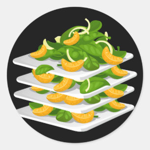 Glitch Food spinach salad Classic Round Sticker