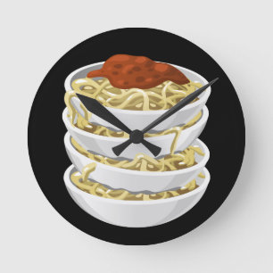 Glitch Food tasty pasta Round Clock