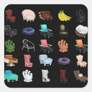 Glitch Furniture Armchairs Collection Square Sticker